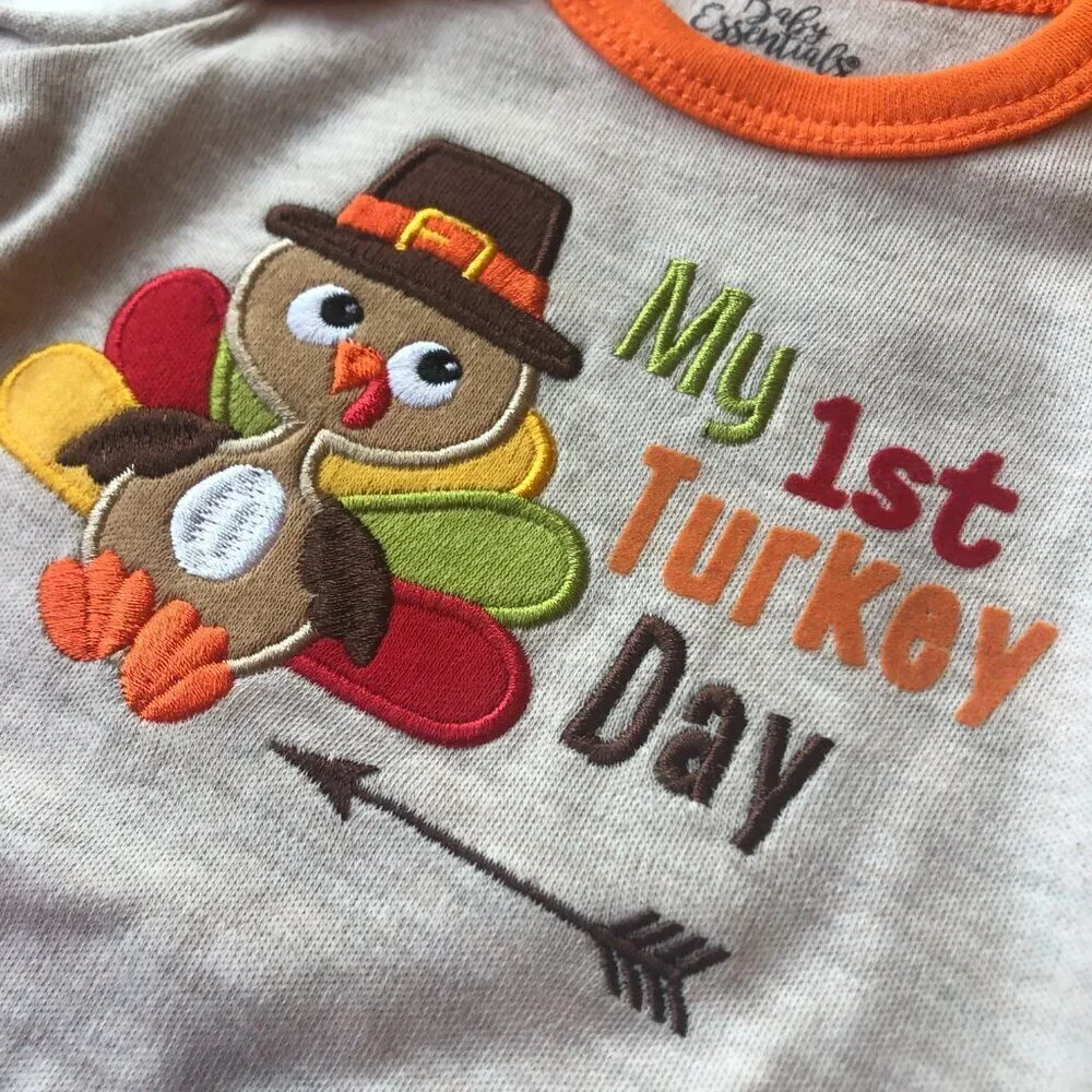 Baby Essentials My 1st Turkey Day Newborn Bodysuit NWT - Picture 2 of 5